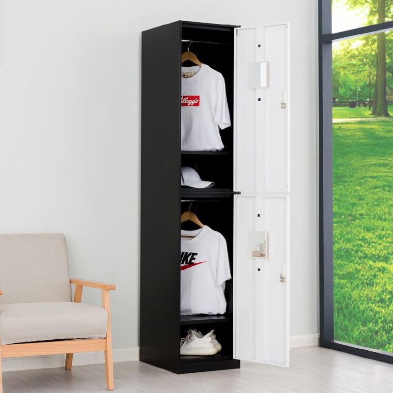 Colorful 2 Door Metal Locker Vertical Steel Wardrobe Lockable Lock with Hanger