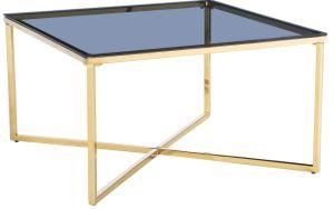 Contemporary Luxury Living Room Stainless Steel Gold Diamond Glass Coffee Table