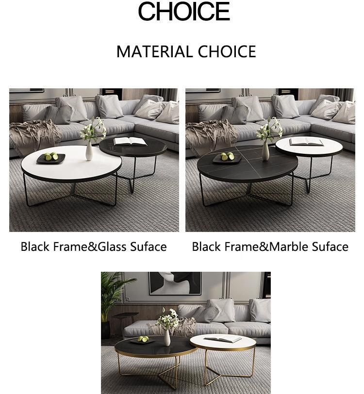 Modern Living Room Furniture Marble Top Metal Round Coffee Table