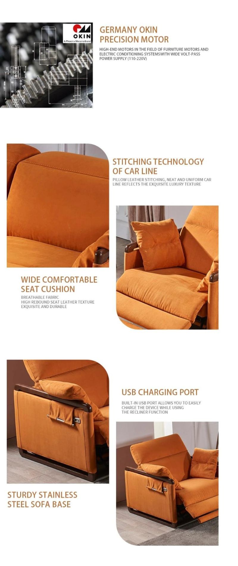 China Wholesale Fabric Recliner Sofa 1/2/3 Seat