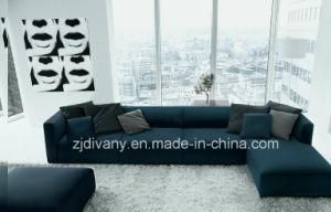 Divany Modern Black Leather Fabric Sofa Set D-62 G (R) +H (L)