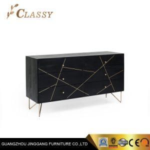 Modern Living Room TV Cabinet with Black MDF and Stainless Steel Legs