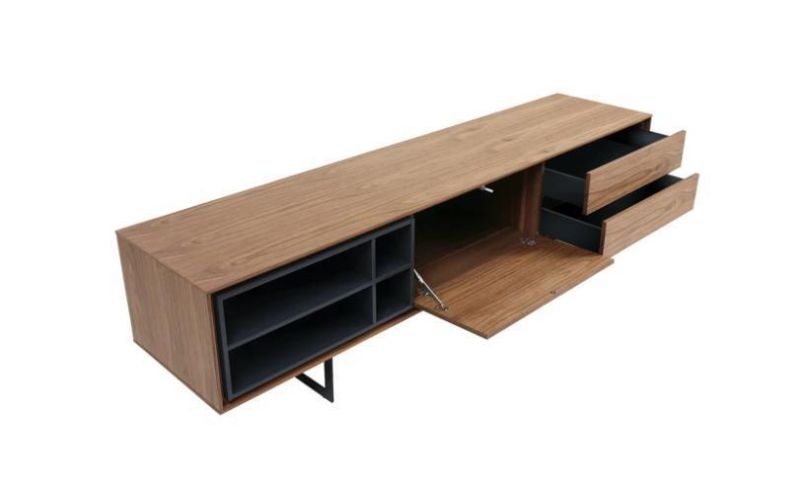 Discount Walnut Wood Venner MDF TV Table TV Cabinet