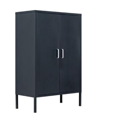 Modern Home Bathroom Furniture Metal Black Storage Cabinet with Swing Metal Door