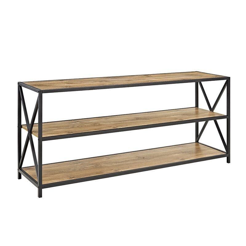 Living Room Furniture Barnwood 65 Inches 3-Tier Lamantia TV Stand with 2 Doors for Tvs