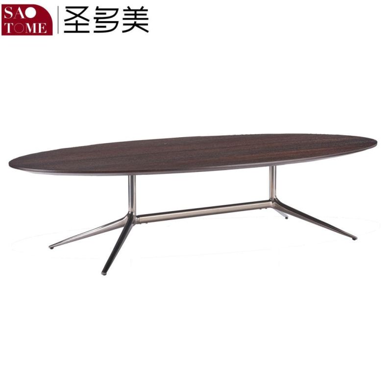 Modern European Hotel Family Living Room Smoked White Oak Long Tea Table