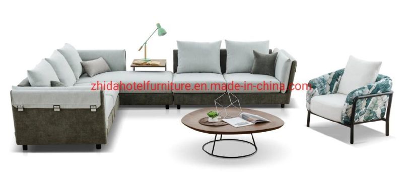 Modern Leather Reception Section Living Room Furniture Sofa with Fabric Leather Cover