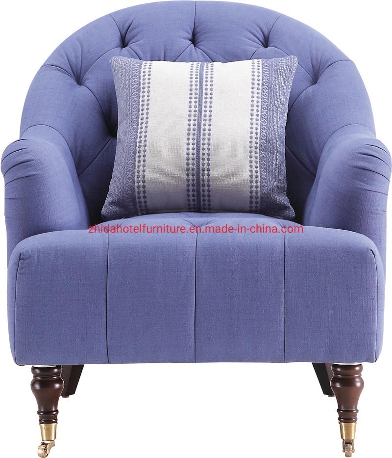 Industrial Wooden Legs Living Room Furniture Fabric Hotel Armrest Chair