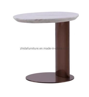 Home Living Room Furniture Brass Gold Color Base Marble Top Hotel Furniture Bedroom Bedside Sofa Side Table Coffee Table