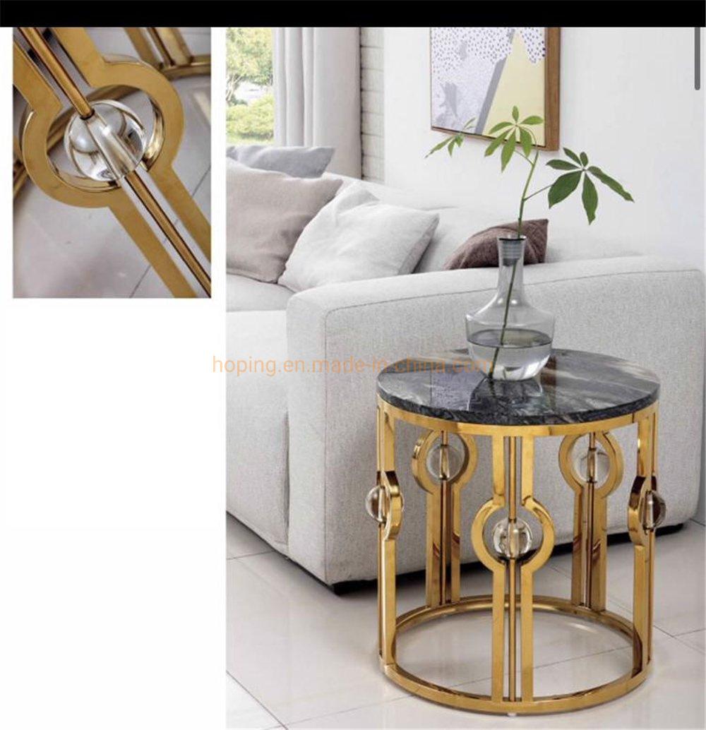 Hotel Event Furniture Steel Wire Modern White Coffee Table Luxury Golden Stainless-Steel Square Shape Dining Table