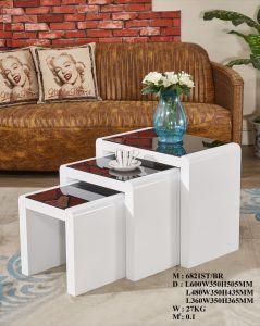 MDF Living Room Nesting Coffee Table Side End Table with Tempered Glass Modern Home Furniture