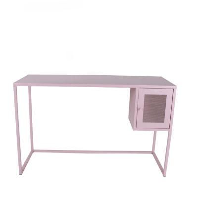 Cheap Simple Design Metal Frame Desk Home Study Writing Table with Cabinet