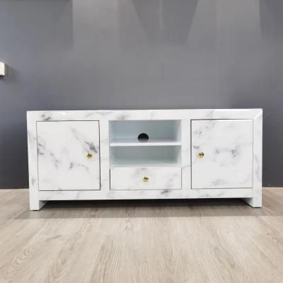 Wholesale White Marble Printed Living Room Furniture Glass TV Stands
