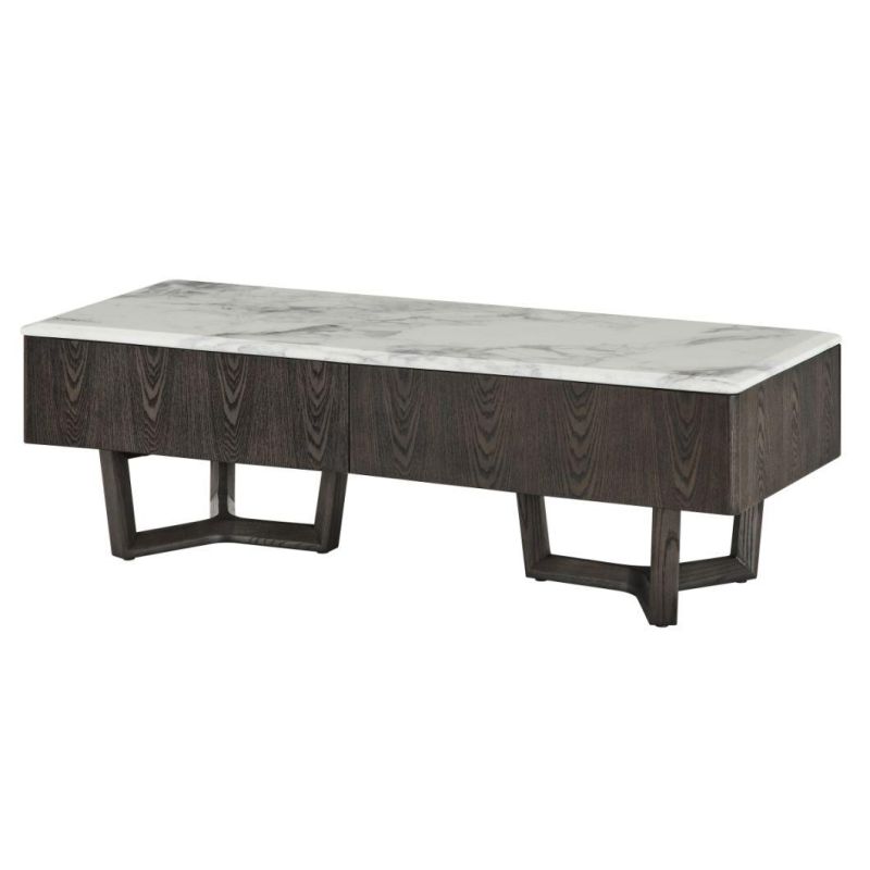 Luxury Side Table Modern Living Room Furniture Style Marble Top Ash Wooden Coffee Table
