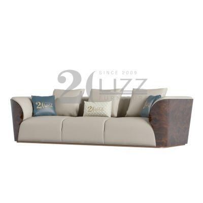 Luxury Contemporary Style Wooden Frame Home Furniture Nordic Living Room White Genuine Leather Sofa Set