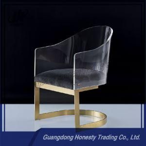 Gh-AC102 New Fashion Golden Stainless Steel Transparent Chair with Cushion