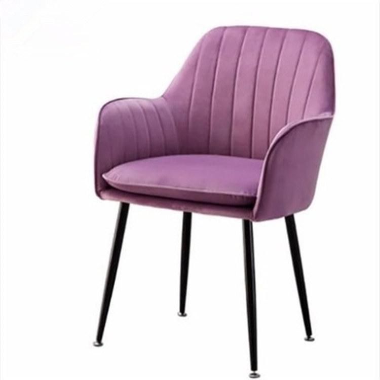 Hot Sale Modern Design Arm Metal Dinner Velvet Leisure Fabric Dining Room Sillas Upholstered Dining Chair