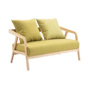 Modern Simple Solid Wood Fabric Sofa 2 Seats Sofa Grass Green for Living Room Furniture European Style Two Seat Customized Color