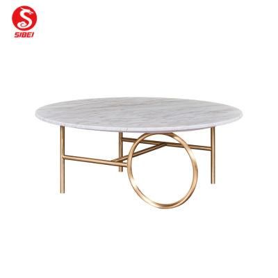 Metal Frame Tempered Round Glass Center Coffee Table for 5 Star Hotel Lobby/Hotel Bedroom Furniture