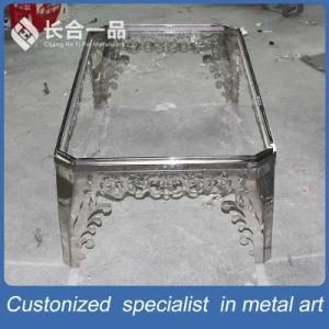 Europe Modern Design Silver Staniless Steel Rectangle Table Home Furniture