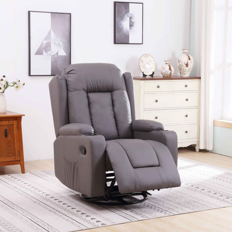 Jky Furniture Modern Design Manual Rock and Swivel Recliner Chair with Big Wingback