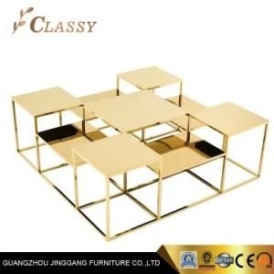 Golden Mirror Polished Stainless Steel Coffee Table in High Quality Metal Work