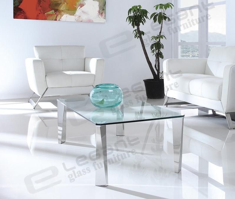 Irregular Shape Stainless Steel Glass Coffee Table