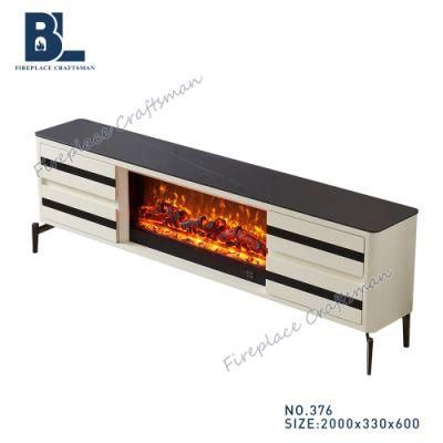Marble Stone Top Fireplace Heater Media Comsole TV Stand with Insert