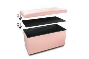 PVC Storage Ottoman Rectangle Stool Storage Collapsible Foldable Ottoman for Clothes
