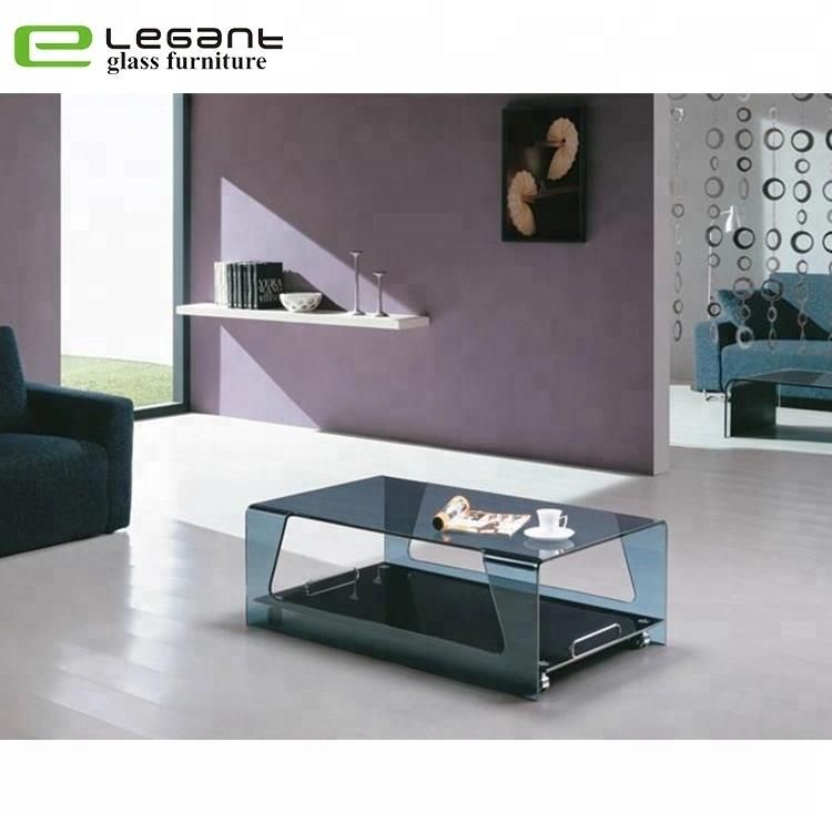New Grey Glass Coffee Table with Removable Bottom Panel