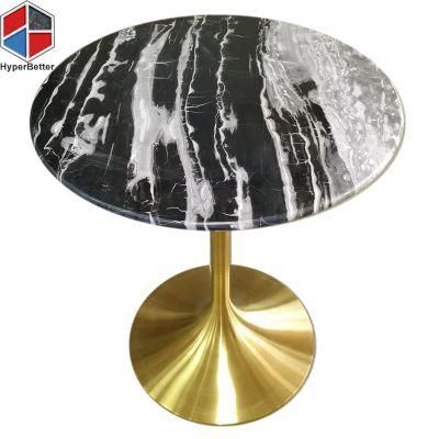 Wholesale Fashionable Coffee Table Marble Top Tulip Stainless Steel Base