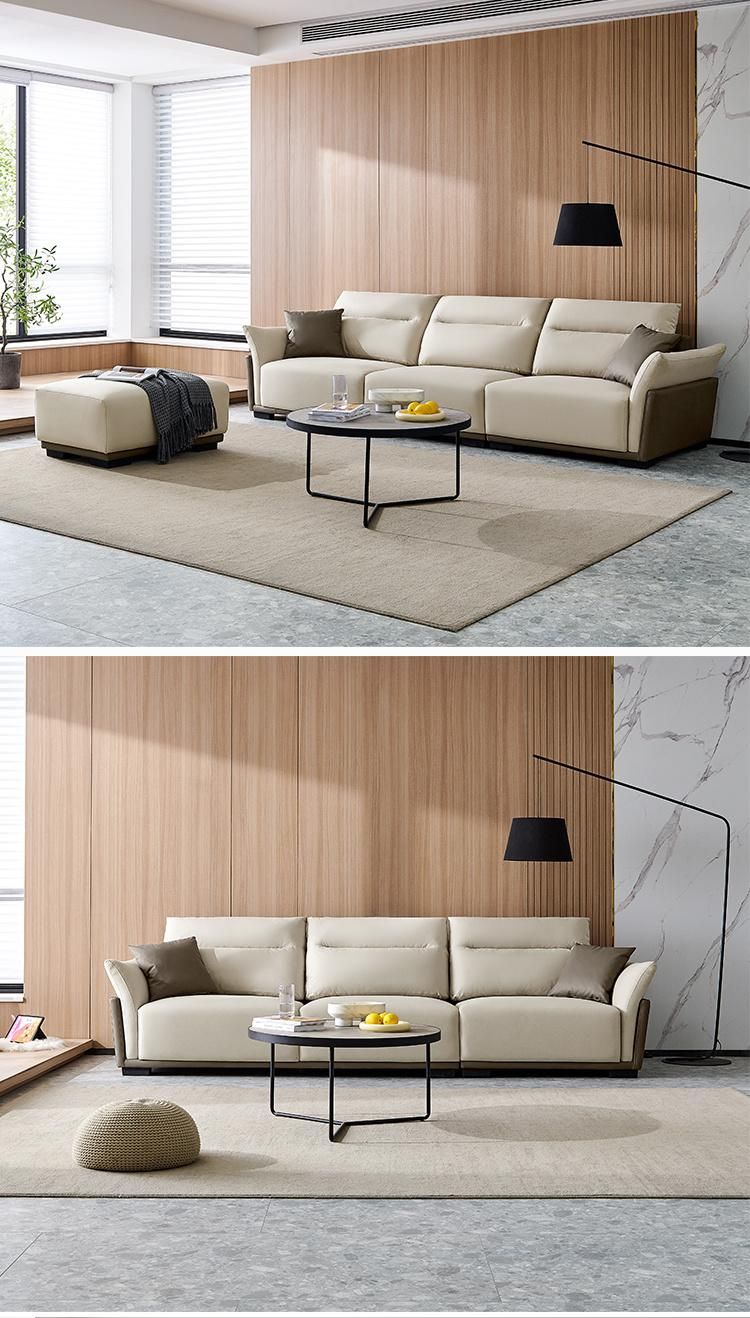 Hot Down with Armrest Corner Sectional L Shape Furniture Genuine Leather Sofa Tbs060