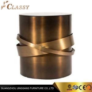 Luxury Hotel Small Circle Golden Side Table Stool Polished Stainless Steel
