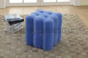 Velvet Blue Cube Cozy Comfortable Ottoman