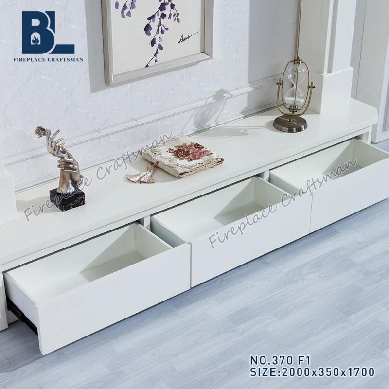 Simple Modern MID Century Rustic White Wooden Media TV Entertainment Unit Center Shelf Stand