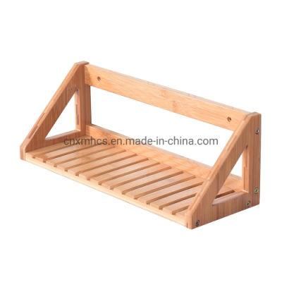 Home Decor Floating Wall Mounted Bamboo Shelf Wall Hanging Rack Storage Display Shelves for Kitchen &amp; Bathroom