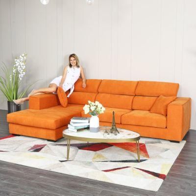 Modern Design Home Living Room Office Furniture Orange Color L Shape Leisure Sectional Sofa