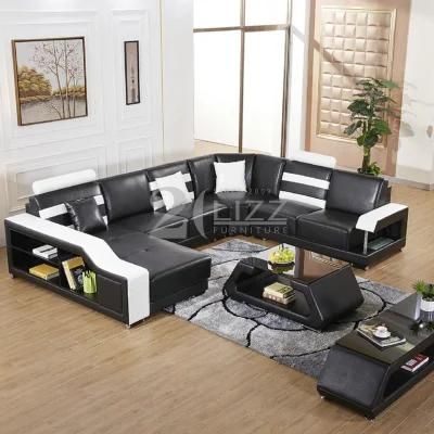 Modern Home Living Room U Shape Genuine Leather Leisure Sofa Furniture Set