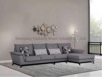 High Quality Modern Sectional Velvet Fabric L Shape Living Room Sofa with Wooden Legs