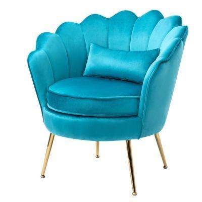 Nordic Velvet Single Sofa Leisure Chair Accent Chair Sky Blue