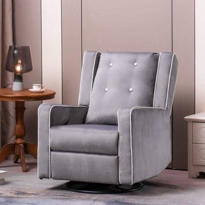 8 Points Vibrating Massage Function Tech Fabric Rock and Swivel Recliner Chair with Customerized Wingback