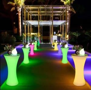 Hot Sale Plastic Stool Event Party Furniture Modern Colorful LED Luminous Table with LED Lighting