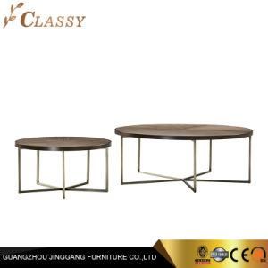 Modern Wood Coffee Table Side Table with Metal Edge