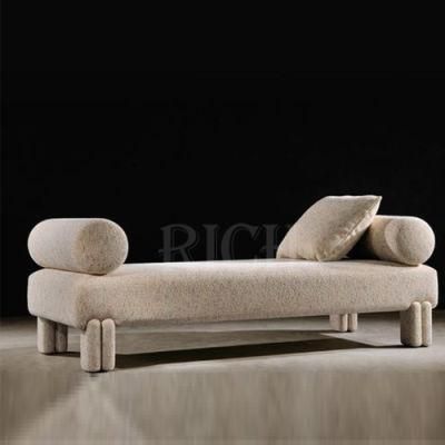 Moden Bed End Stool Bench for Bedroom White Teddy Boucle Fabric Long Bed Bench