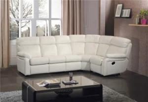 White Color Leather Corner Sofa with Recliner Sofa Bed