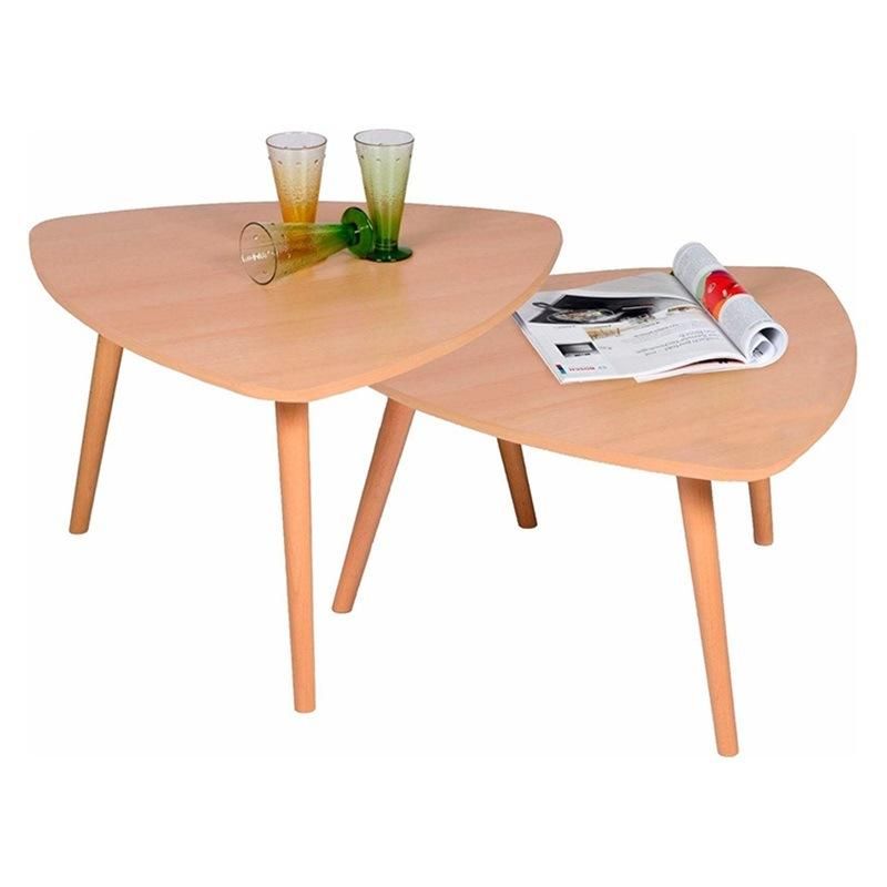 Two Triangular Wooden Coffee Tables of The Same Color