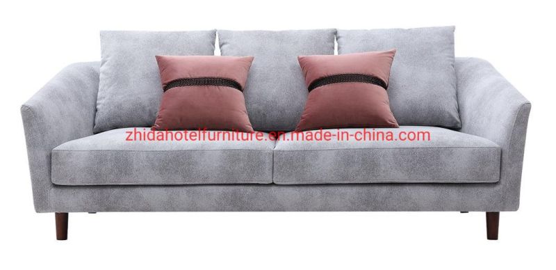 Modern Home Furniture Fabric Armrest Wooden Living Room Sofa