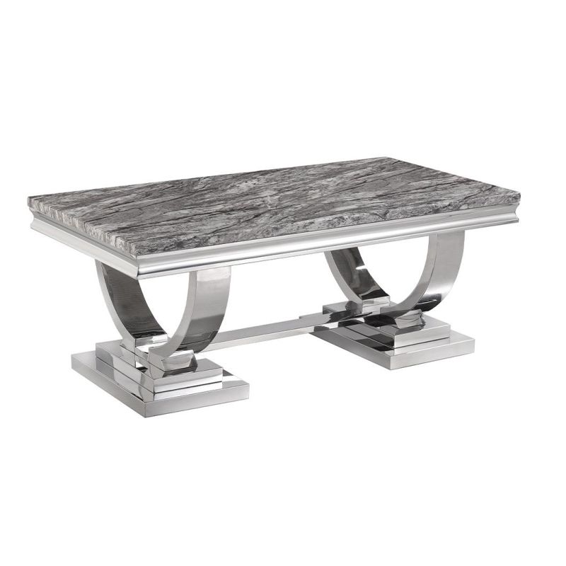 Chinese Wholesale Factory Hot Sale Stainless Steel Base Marble Top Living Room Coffee Table