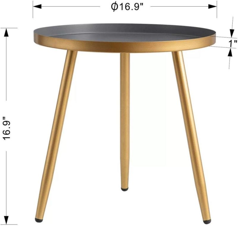 Round Side Table, Metal End Table, Nightstand/Small Tables for Living Room