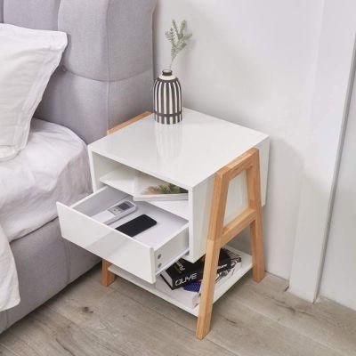 Modern White Nightstand Night Stand with Drawers Home Bedroom Furniture Wooden Bedside Lamp Table